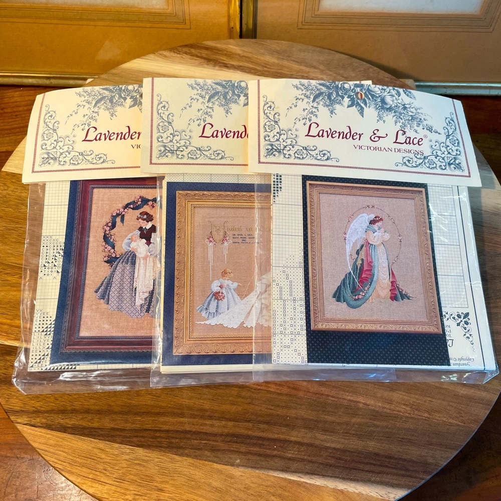 Lavender & Lace THE WEDDING Cross Stitch Pattern Chart LOT of 3 Patterns NWT